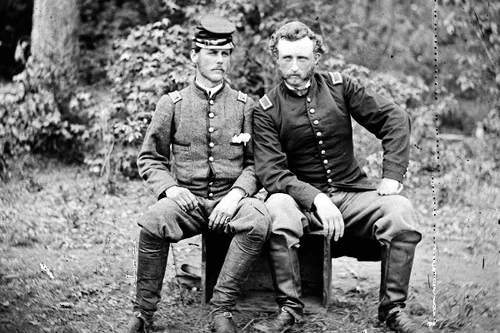 New 5x7 Civil War Photo: Union General George Custer with Captured Rebel Friend