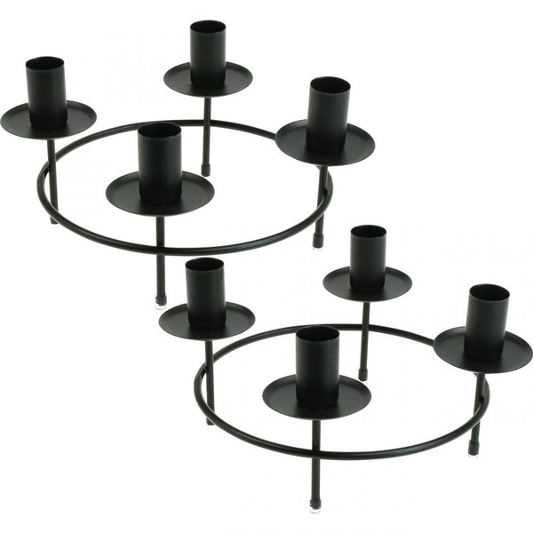 Moderner Kerzenring FüR Stabkerzen Schwarz, Metall Kerzenhalter, Adventskranz-image