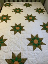 Vintage Quilt Dahlia Star 73x90 Hand Quilted