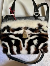 Valentino Garavani Black & White Mink Fur And Leather Handbag Brand New Coa