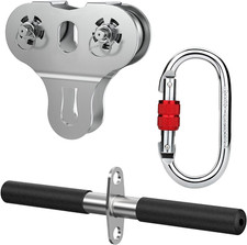 Zipline Pulley, 304 Stainless Steel Tandem Speed Double Pulley with Carabiner an