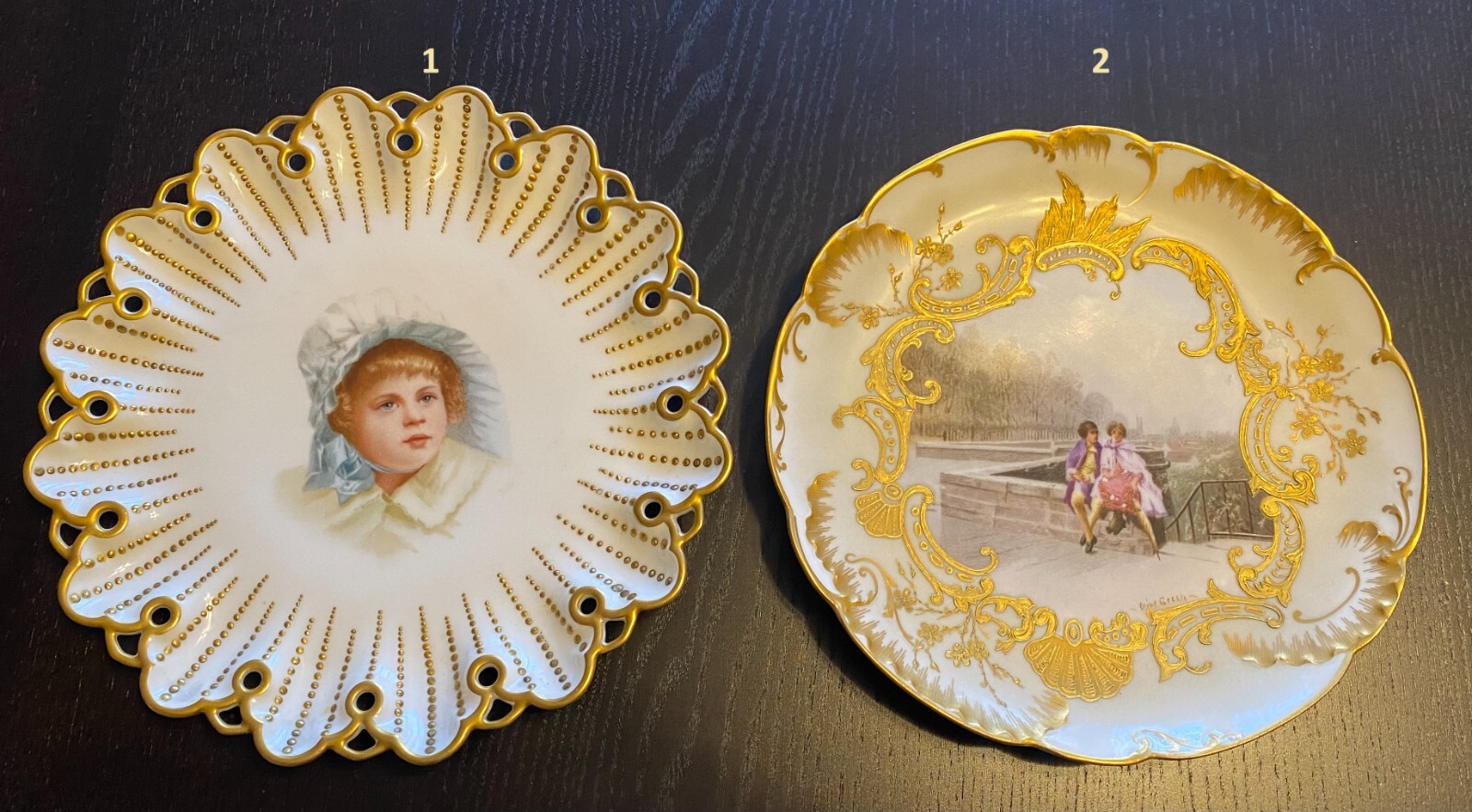 Lot of 2 Antique T&V and H&C Limoges France Porcelain Plates Hand Painted