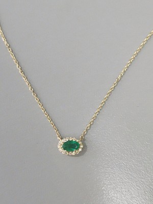 DIAMANT SMARAGD GOLD HALSKETTE, Geburtstagsgeschenk für sie, Weihnachtsgeschenk für Frau