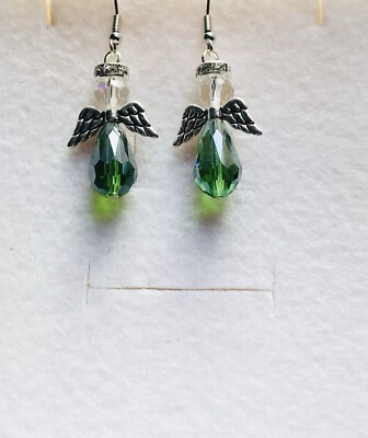 Stunning Green Italian Crystal Angel Drop Earrings