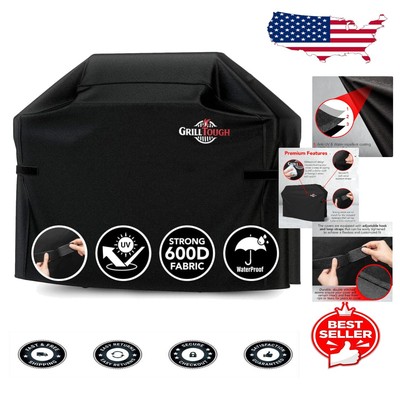 58'' Waterproof BBQ Grill Cover with Adjustable Straps - Fits Weber & Char-Broil