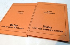 Vivitar Owner dealer sales record 1970's for 70-150mm 28mm lenses - VINTAGE