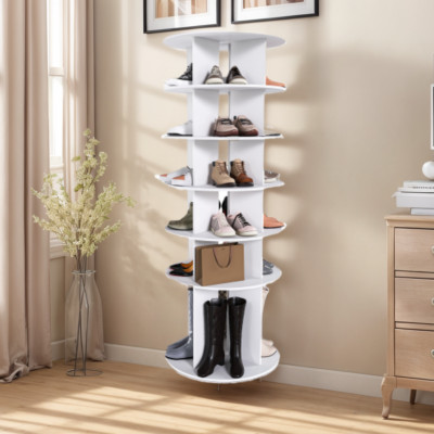  6-Tier Rotating Shoe Rack Tower with 360° Spinning Organizer