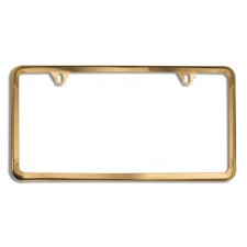 2-hole License Plate Frame With Gold Stainless Steel Slimline Single 2-hole License Plate Frame With Gold Stainless Steel Slimline Single