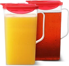 Pitcher 50 Oz. (Set of 2) Small Size Fridge Door Plastic Pitcher with Lid | Jug