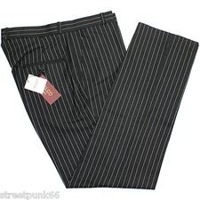 Relco Mens Stay Press Classic Pinstripe Trousers Sta Press Retro Mod Skin Ska