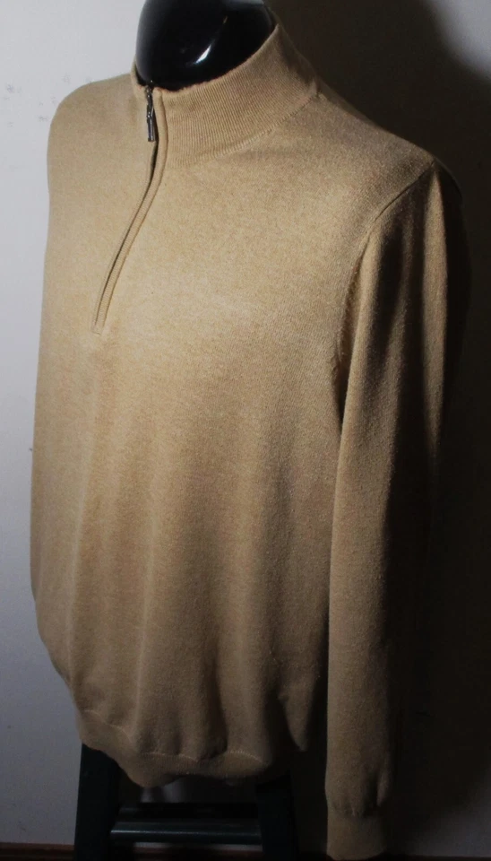 L.L. BEAN Tan Cashmere Blend Long Sleeve 1/2 Zip Sweater Size XL Reg. - Image 4 of 4