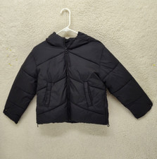 Zara Boys Jacket 1 Black 100 Polyeter Full Zip Hooded Regular Fit Puffer Jacket