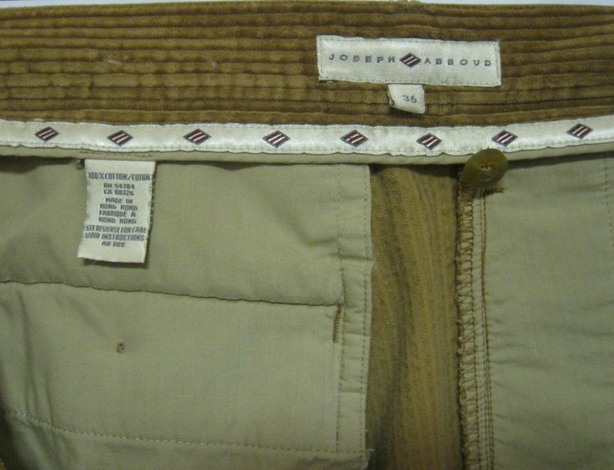 ペイ JOSEPH ABBOUD Late 1990-2003 Mens Wide Whale Corduroy Trousers Tan