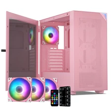 VETROO AL800 Pink Full Tower PC Case E-ATX/ATX/M-ATX/ITX with 3x ARGB PWM Fans