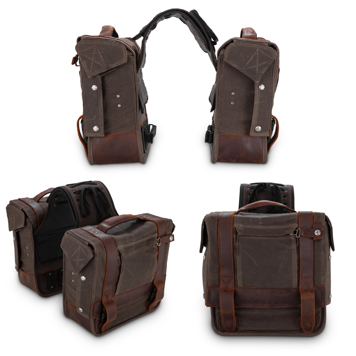 New Burly Brand Motorcycle Throw Over Saddlebag Saddle Bag Dark Oak Leather
