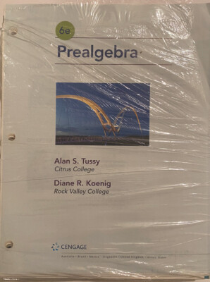 Prealgebra by Alan S Tussy, 6th Ed. New, Loose Leaf