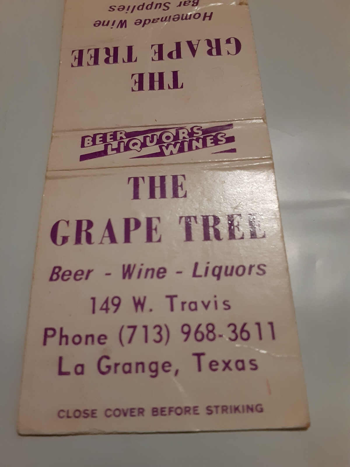 Matchbook Cover The Grape Tree Liquor Store La Grange TX Texas 1970s Beer Wine eBay