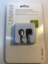 T-Mobile 3.5mm Stereo Headset with Microphone, Black/Silver Tone