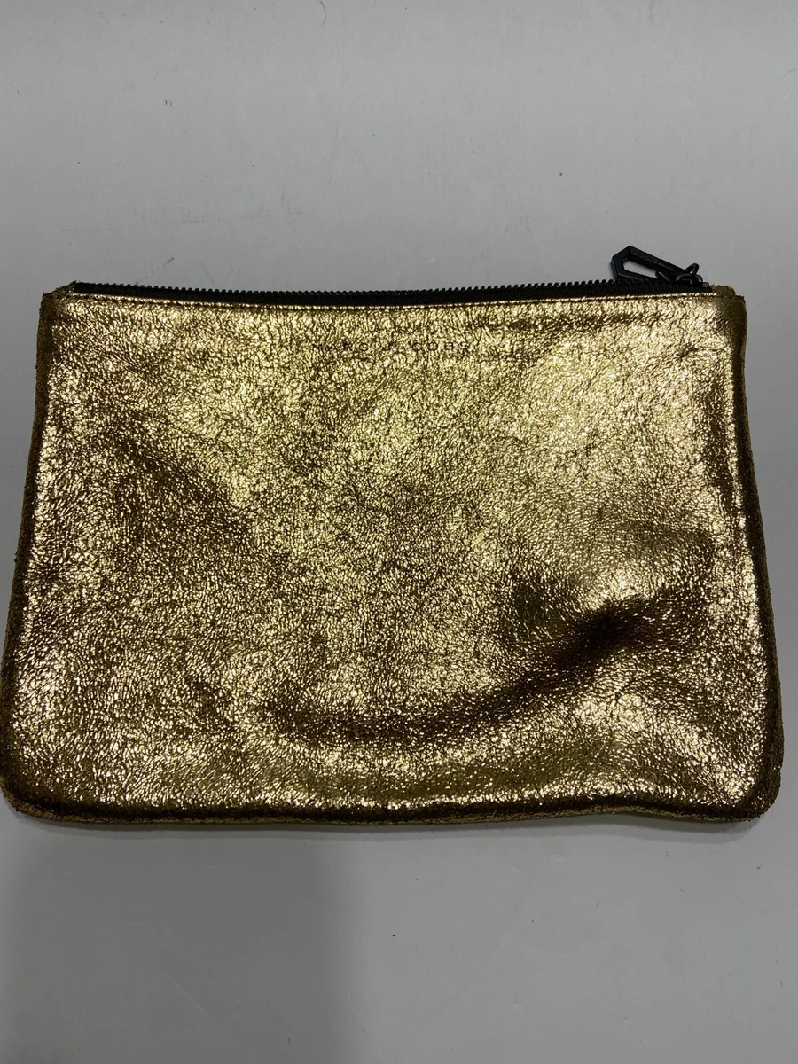 Marc Jacobs Gold Metallic Leather Gold Clutch or Cosmetic Bag