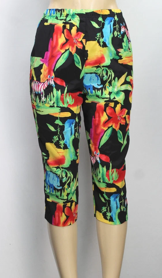 Pantalones capri para mujer GW Division of Graff florales negros talla pequeña 6 Foto 2 de 4