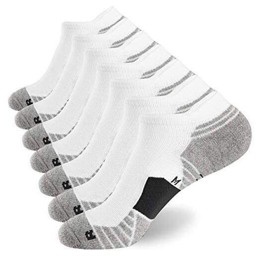 Men's Athletic Running Socks 7 Pairs Thick Cushion X-Large 7 Pairs White Grey