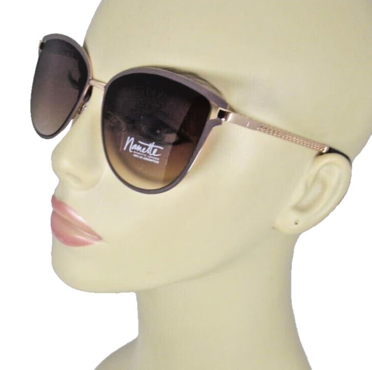 Nanette Lepore Gold Cat Eye Sunglasses with Taupe Enamel Rim NN351-BNGLD-image