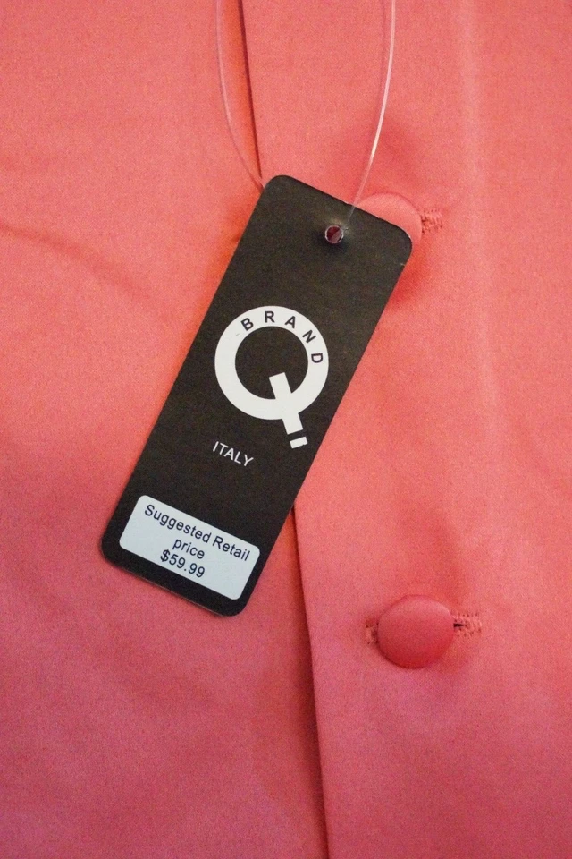 Brand Q Vest Mens Size 2XL Pink Solid Black Dress Tux Tuxedo Suit Formal NWT New - Image 3 of 4