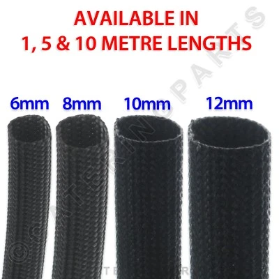 CPUK HEAT RESISTANT GLASS FIBRE WIRE SLEEVING 6mm 8mm 10mm 12mm 1M 5M & 10M LENGTHS