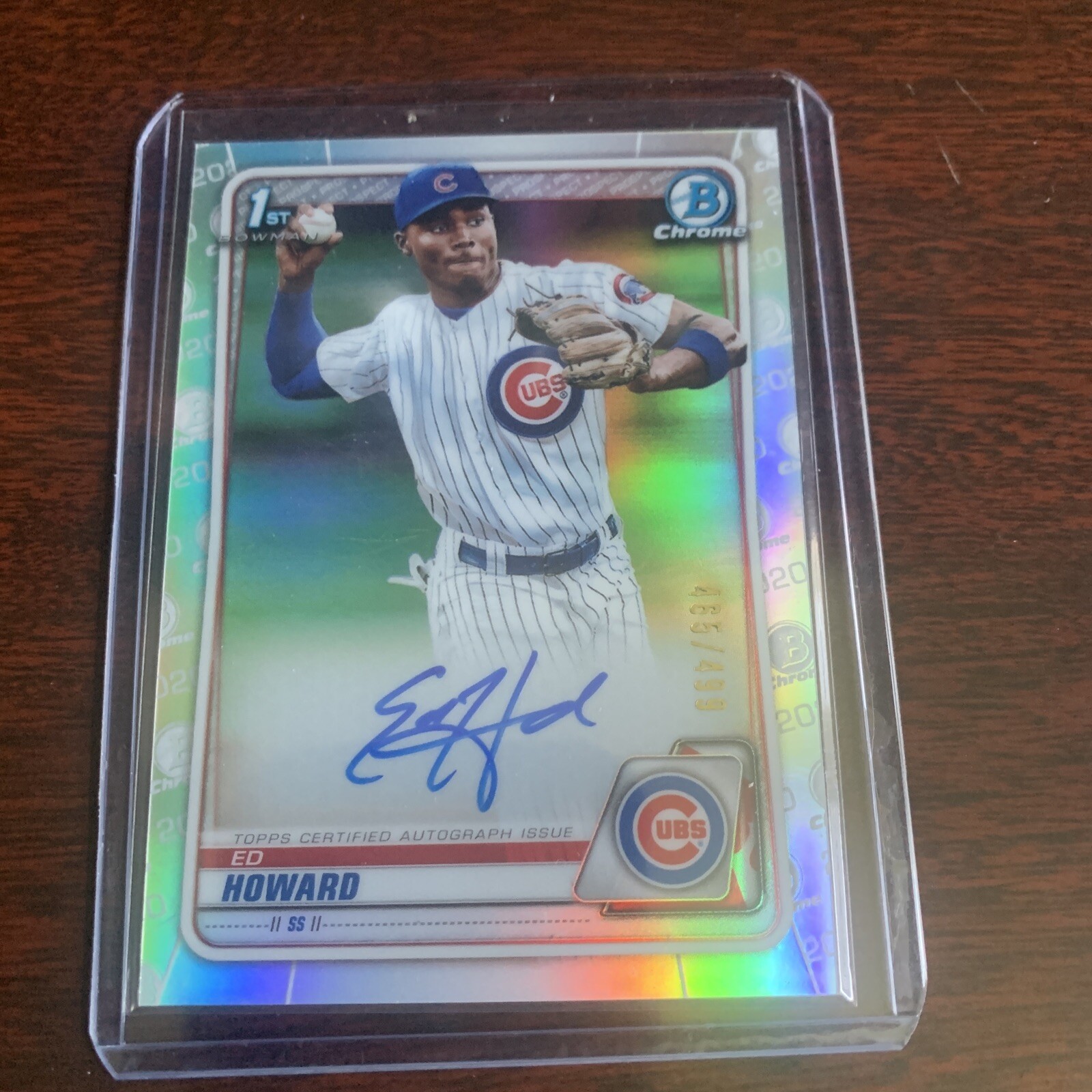 ED HOWARD /499  2020 1st Bowman Chrome REFRACTOR Rookie On Card Auto