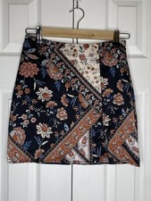 Y2K Forever 21 Skirt Floral Coquette Cottagecore Front Slit Boho Back Zip Mini S