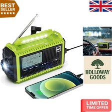 Solar-Powered DAB Radio with USB Charger & Flashlight - Outdoor Safety Essential