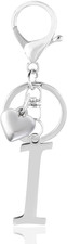 A-Z Heart Initial Letter Keychain, Stainless Steel Alphabet Charm for Handbags,