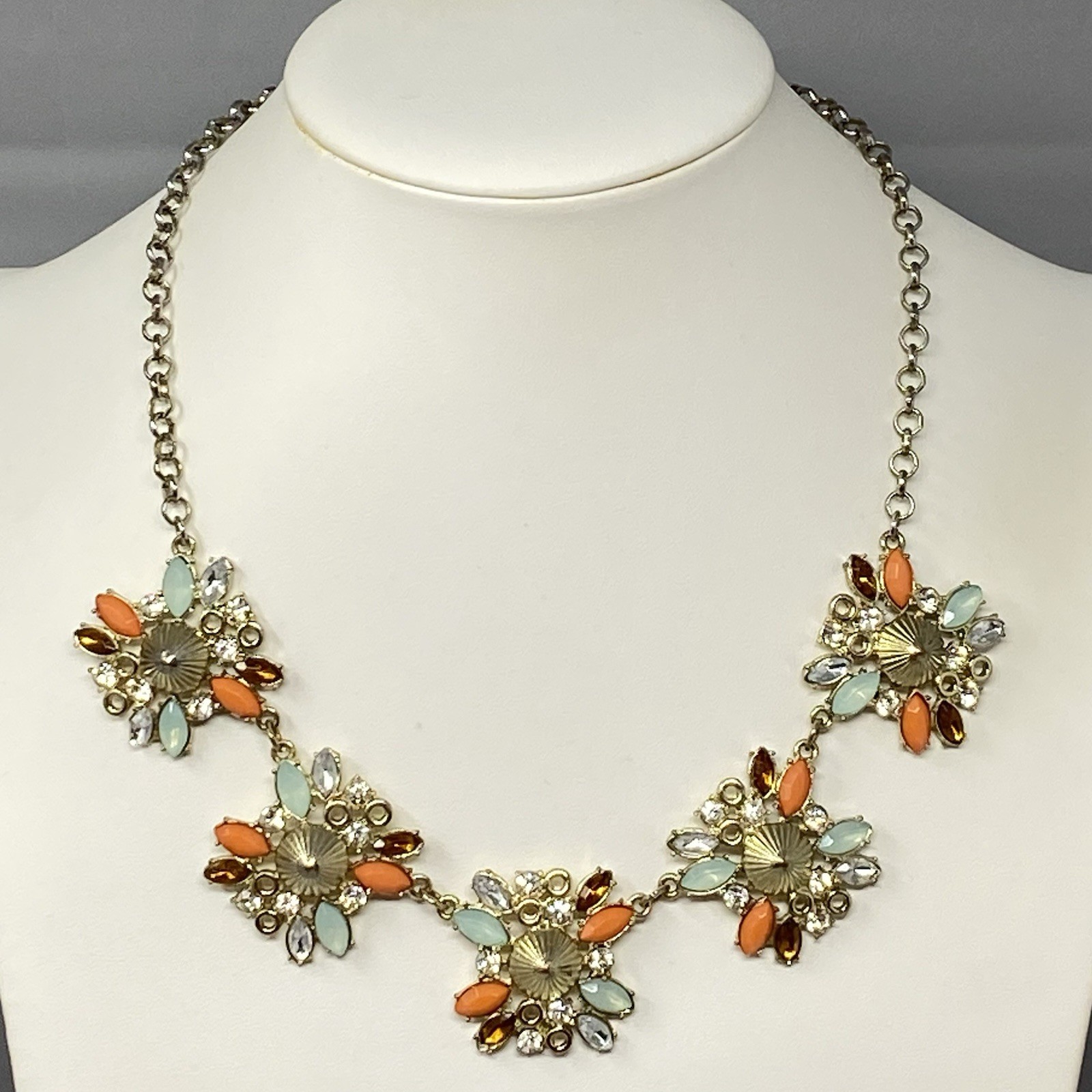 Chunky Statement Necklace Large Panel Rhinestone … - image 1