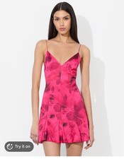 NWT Alice + Olivia Julietta Mini Slip Dress in Floral Fling Raspberry - Size 4