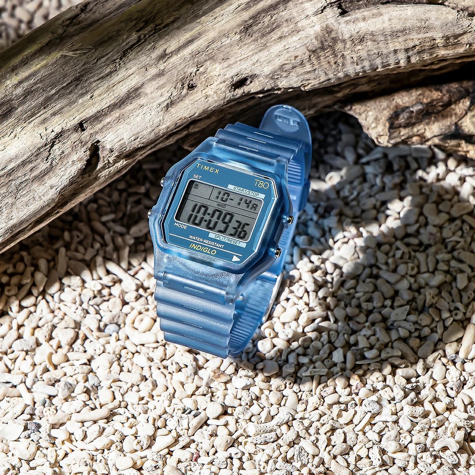 Translusan Timex T80 Translucent TW2Y34200 Unisex Digital Watch Digital Blue 34mm ...