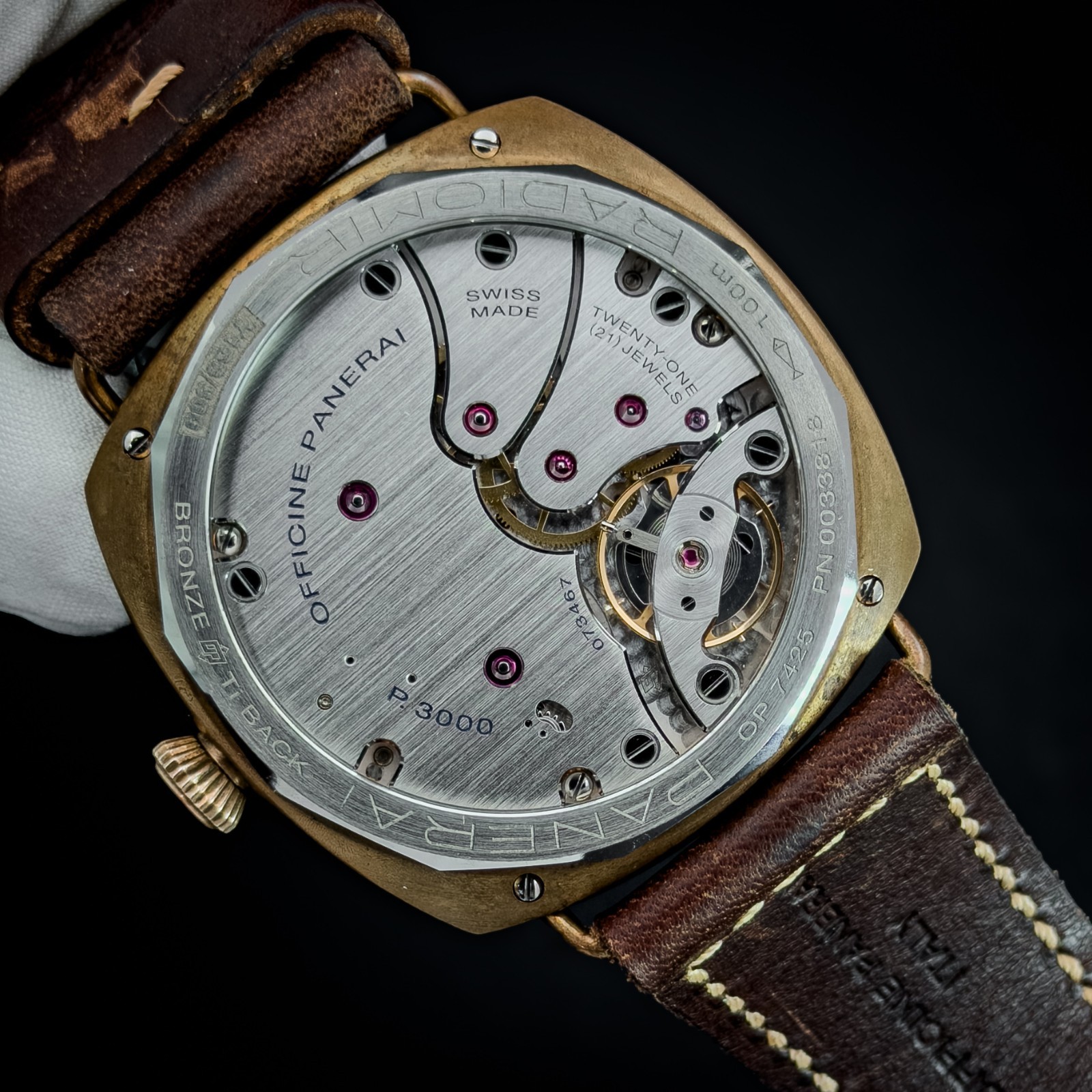 Panerai Radiomir PAM00760 Green Dial Bronze Case 45mm Full Set Unworn OEM Strap image 6