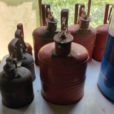 Vintage Red Justrite Metal Fuel Safety Gas Can 1 Gallon