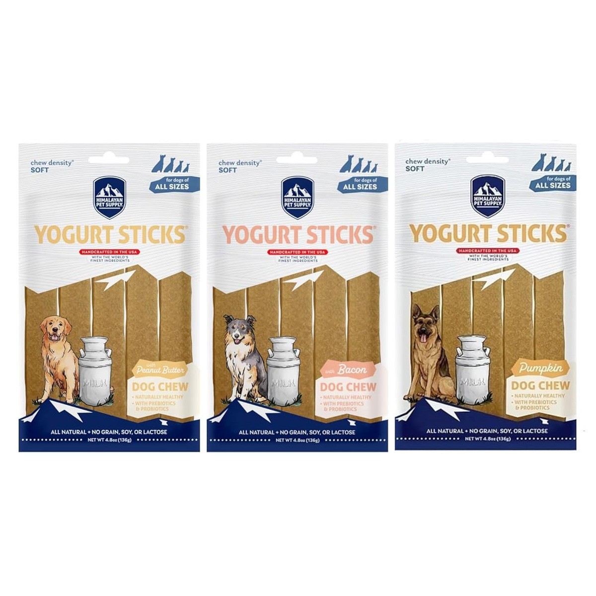 Himalayan Pet Supply Yogurt Sticks Dog Treats: Pumpkin, Peanut Butter, & Bacon