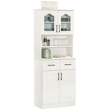 HOMCOM Kitchen Cupboard Storage Cabinet Adjustable Shelves, Countertop,White
