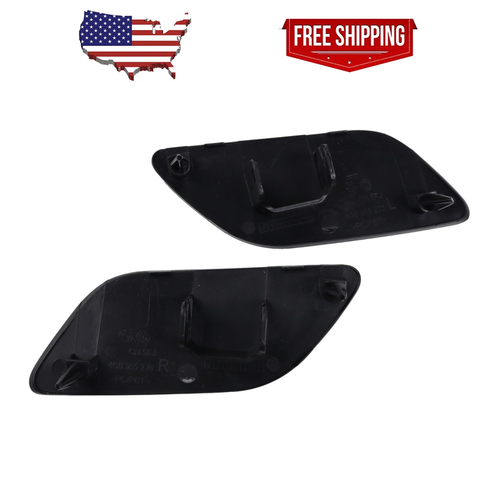 1Pair Left+Right Bumper Headlight Washer Cap Cover For 2012- 2017 Audi A6 C7