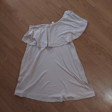 BP Pink One Shoulder Ruffle Mini Shift Dress Sz Small