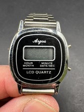 Vintage Argus LCD QUARTZ DIGITAL Men’s WATCH Made in Hong Kong Untested 26MM