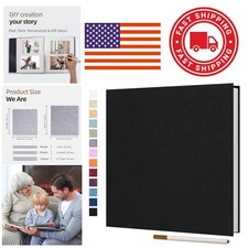 Large Self Adhesive Photo Album 11x10 Black Linen 40 Pages for Scrapbooking