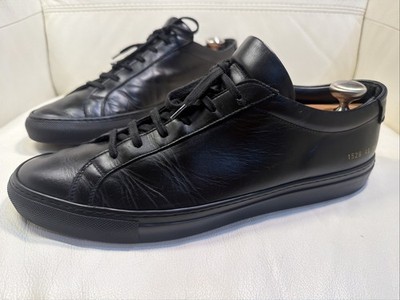 Common Projects 1528 Men's Black Leather Low Top Lace-Up Sneakers EU 46
