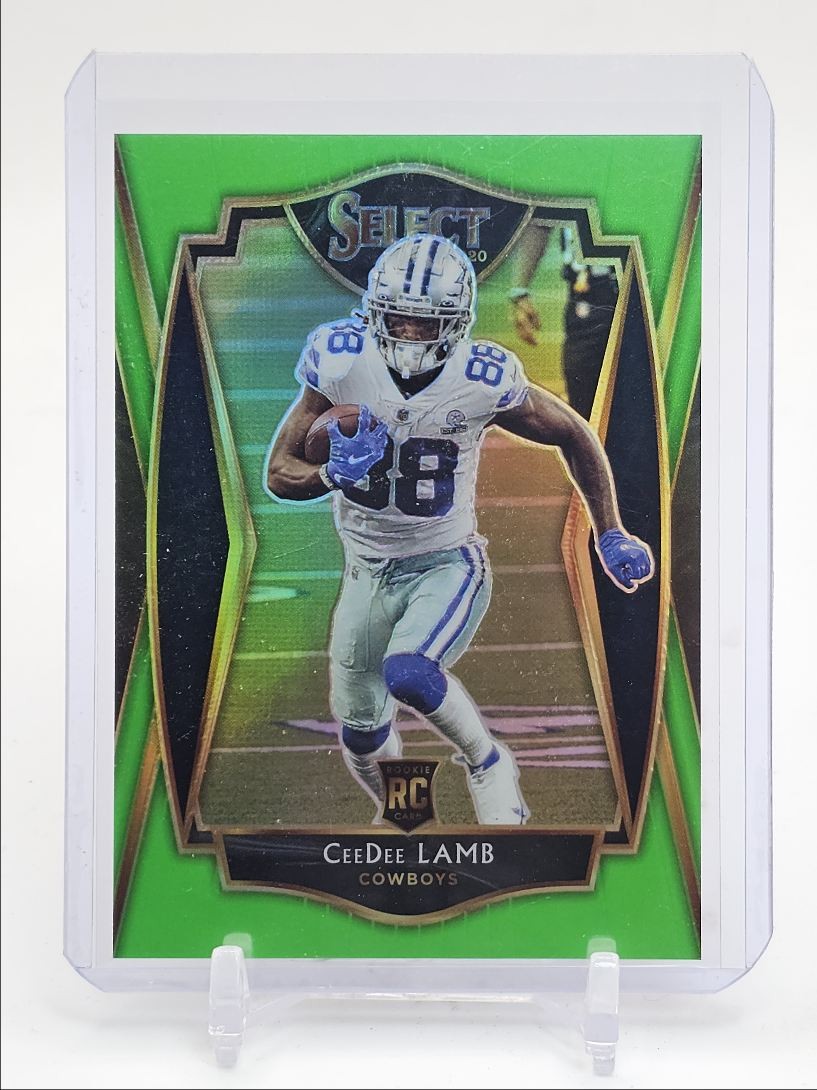 CEEDEE LAMB 2020 SELECT PREMIER LEVEL ROOKIE NEON GREEN RC /49 Q1342
