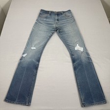 Levis Jeans Mens 31x34 Blue 517 Bootcut Distressed Stretch Denim Pants Fade Work