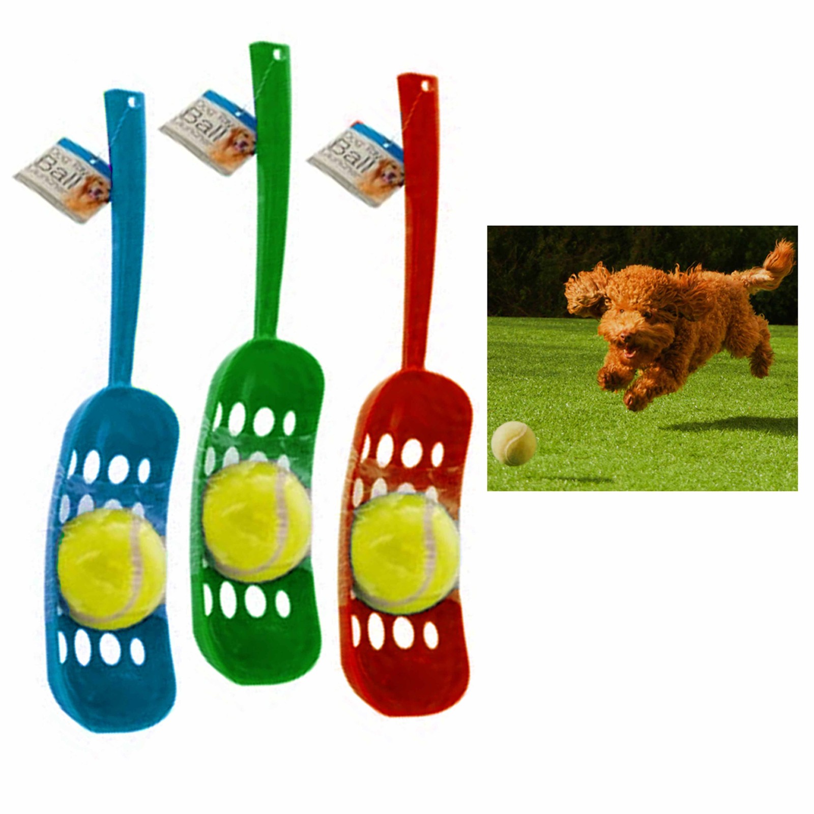 1 Pet Ball Launcher Set Tennis Scoop Toss Dog Play Fetch Gam