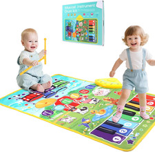 3-In-1 Musical Mats,Kids Floor Piano Drum Animal Music Playmat,Montessori Sensor