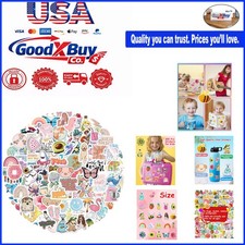 200Pcs Waterproof Vinyl Kids Water Bottle Stickers Cute Assorted Aesthetic De...