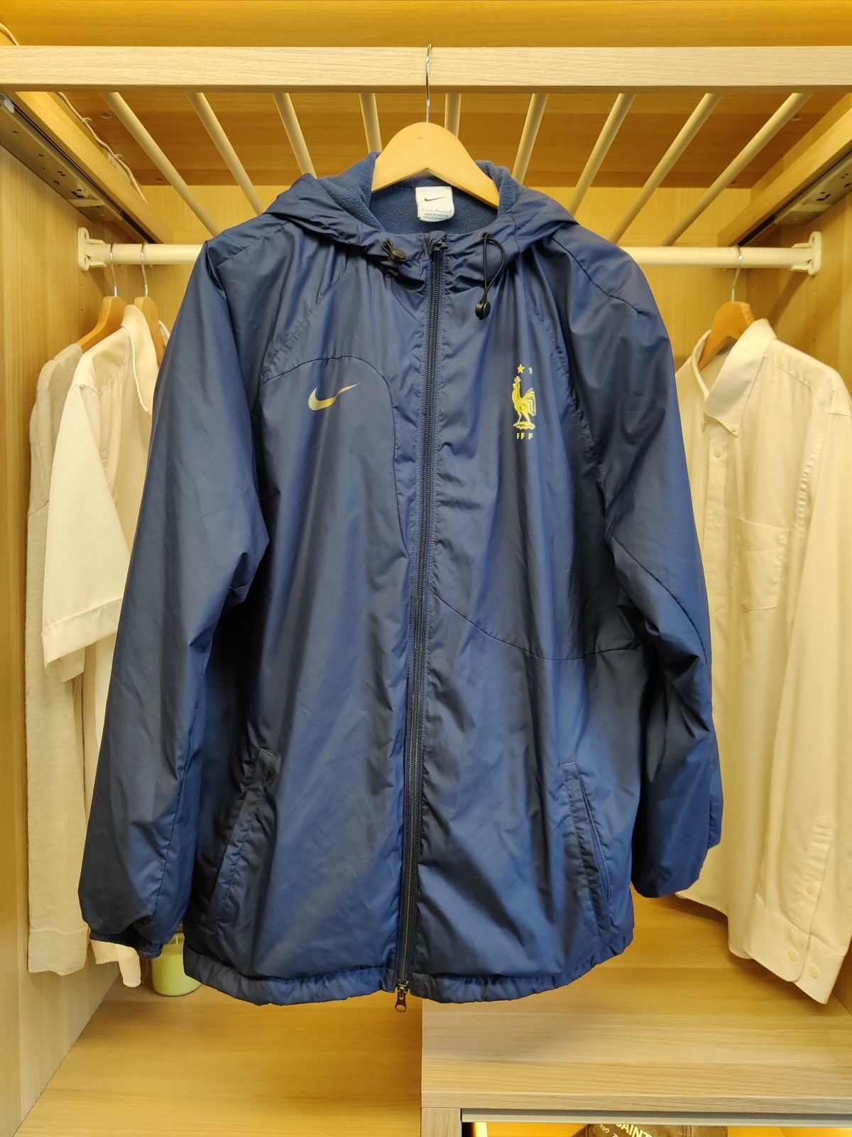 NIKE FRANCE STRIKE SOCCER JACKET LARGE NAVY DRI-FIT FLEECE TRAINING FOOTBALL